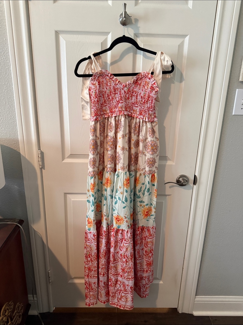 Girls' Pink Floral Tiered Maxi Dress
